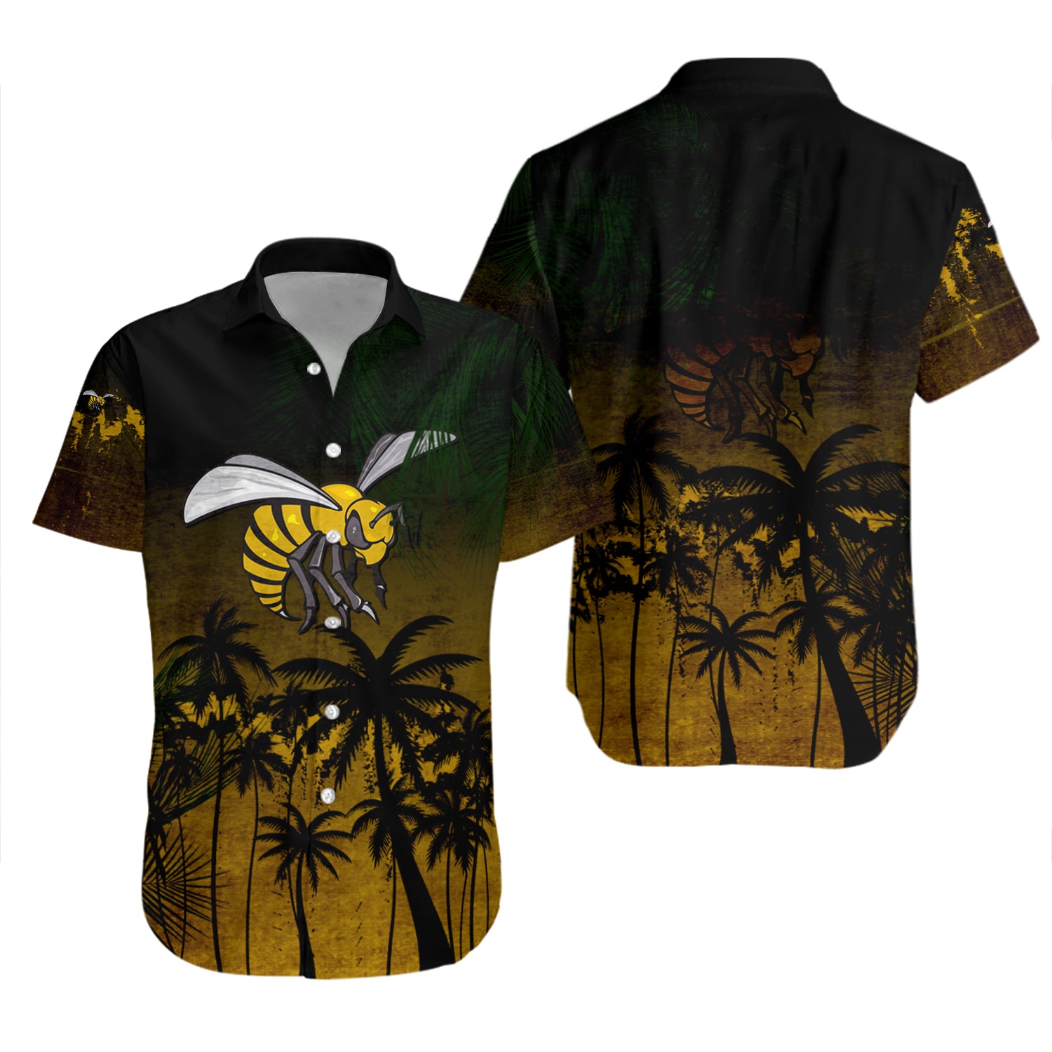Alabama State Hornets Hawaiian Shirt Set Coconut Tree Tropical Grunge 2