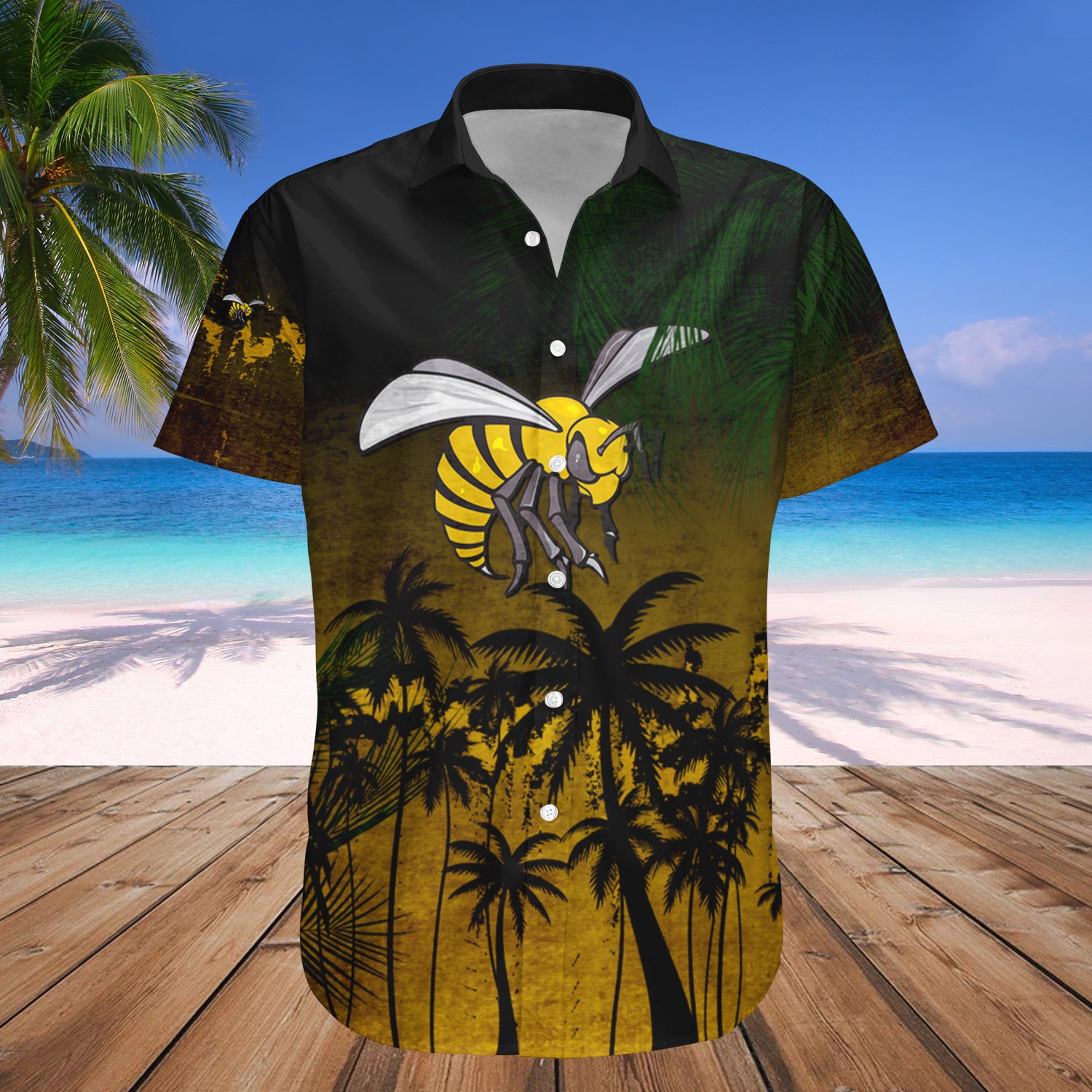 Alabama State Hornets Hawaiian Shirt Set Coconut Tree Tropical Grunge 1