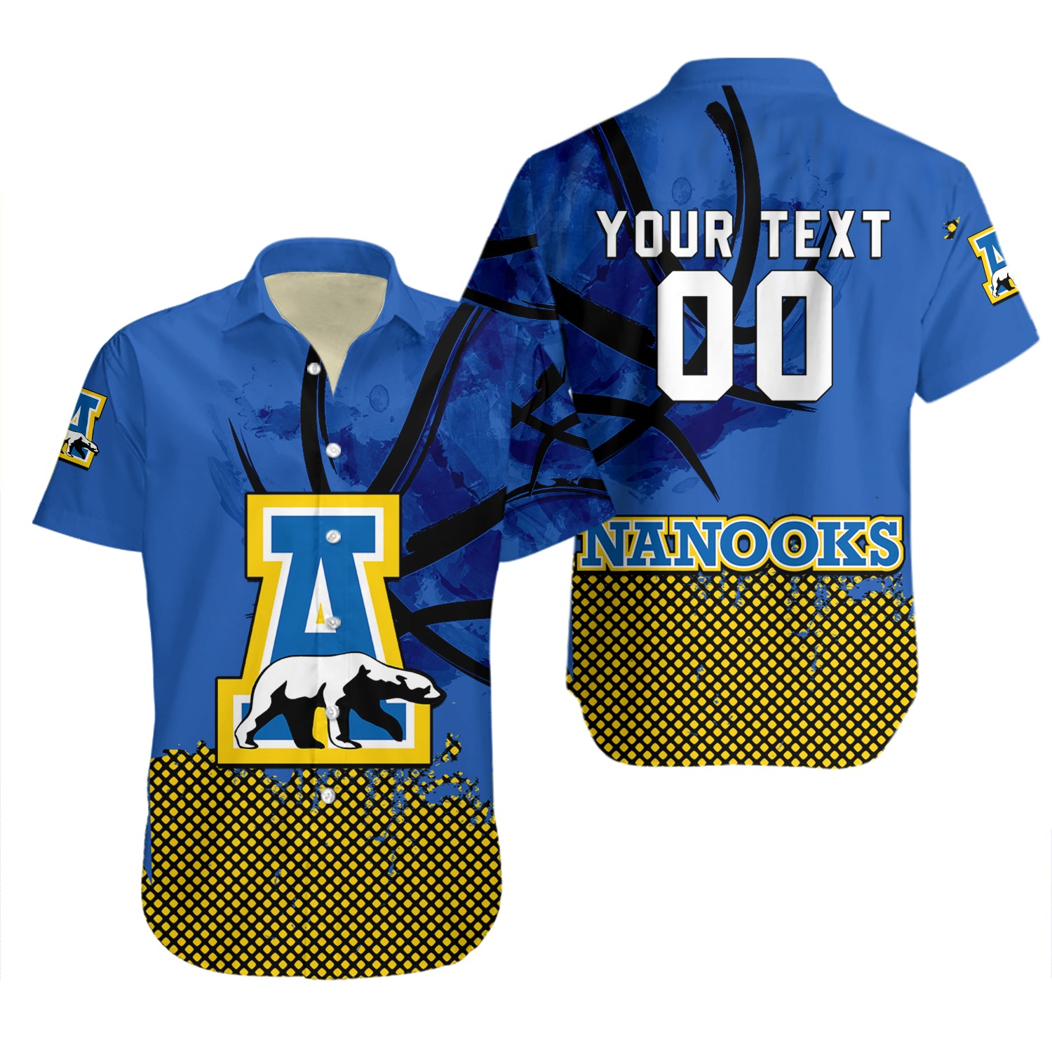 Alaska Nanooks Hawaiian Shirt Set Basketball Net Grunge Pattern 2