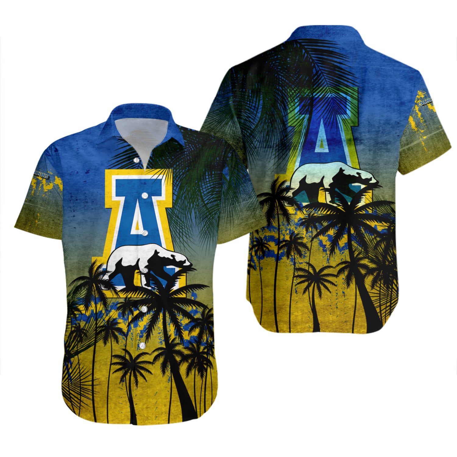 Alaska Nanooks Hawaiian Shirt Set Coconut Tree Tropical Grunge 2