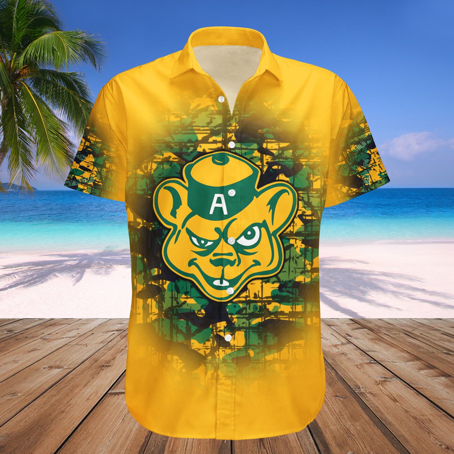Alberta Golden Bears Hawaiian Shirt Set Camouflage Vintage - CA CIS 1