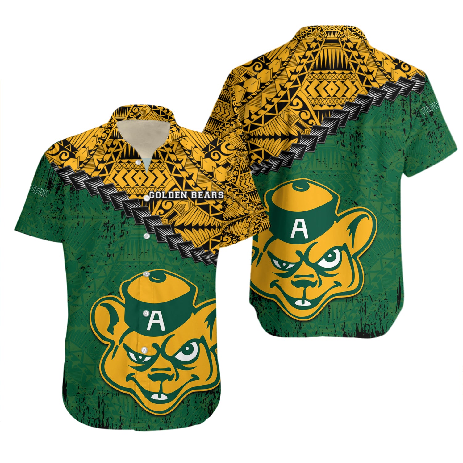 Alberta Golden Bears Hawaiian Shirt Set Grunge Polynesian Tattoo - CA CIS 2