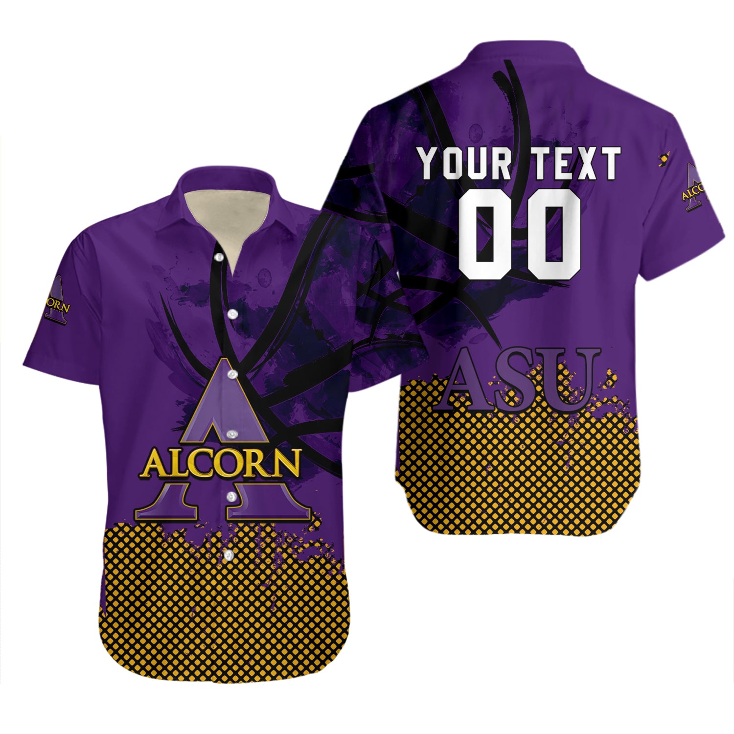 Alcorn State Braves Hawaiian Shirt Set Basketball Net Grunge Pattern 2