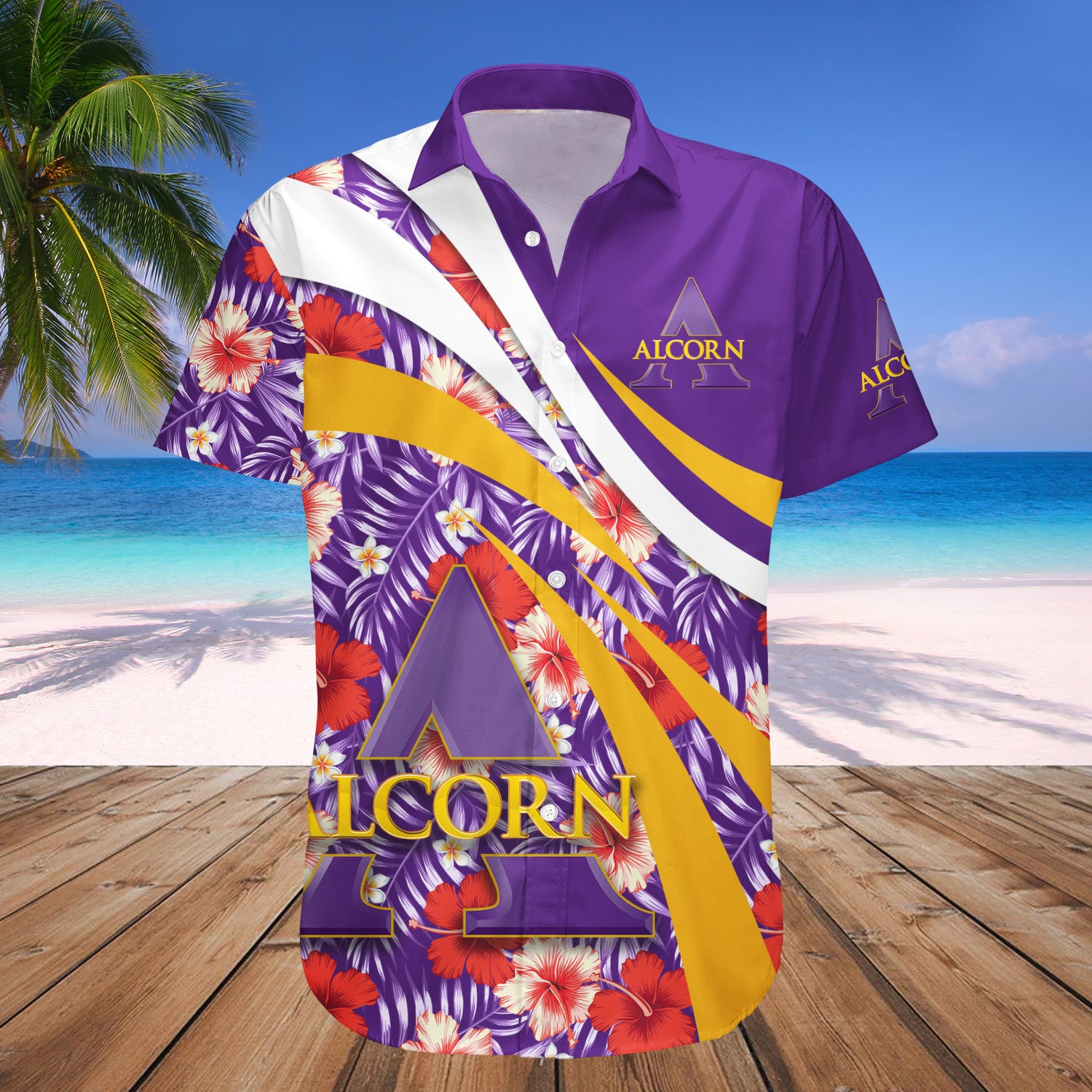 Alcorn State Braves Hawaiian Shirt Set Hibiscus Sport Style 1