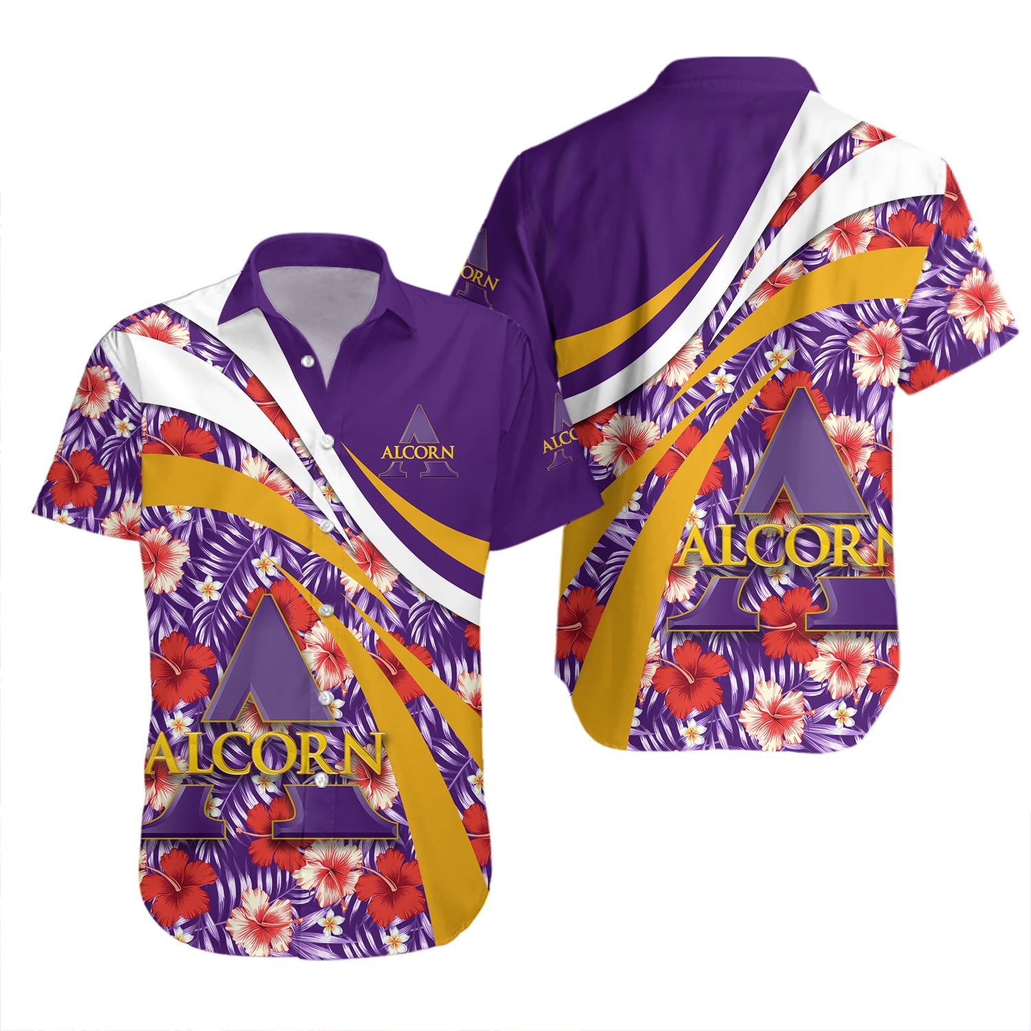 Alcorn State Braves Hawaiian Shirt Set Hibiscus Sport Style 2