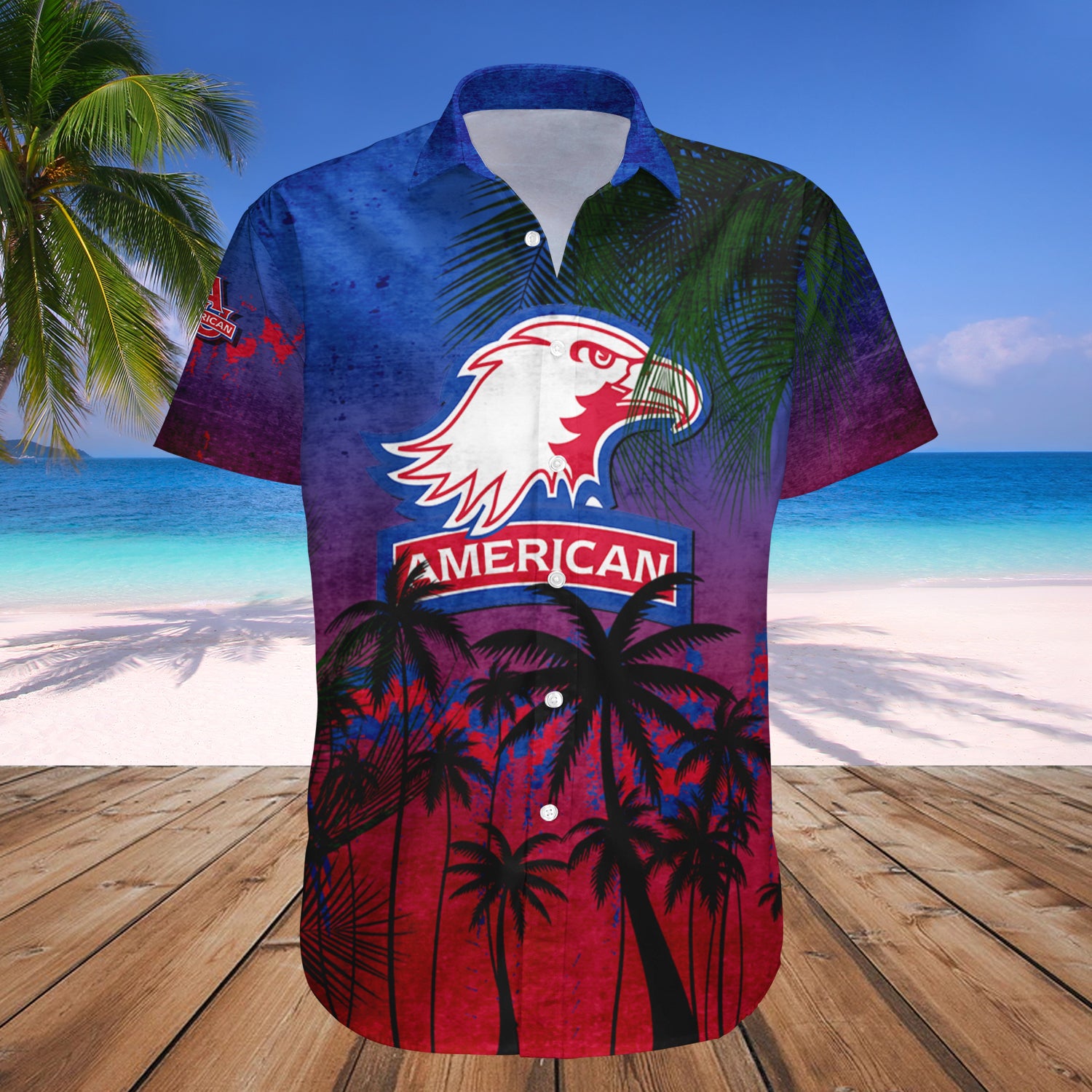American Eagles Hawaiian Shirt Set Coconut Tree Tropical Grunge 1