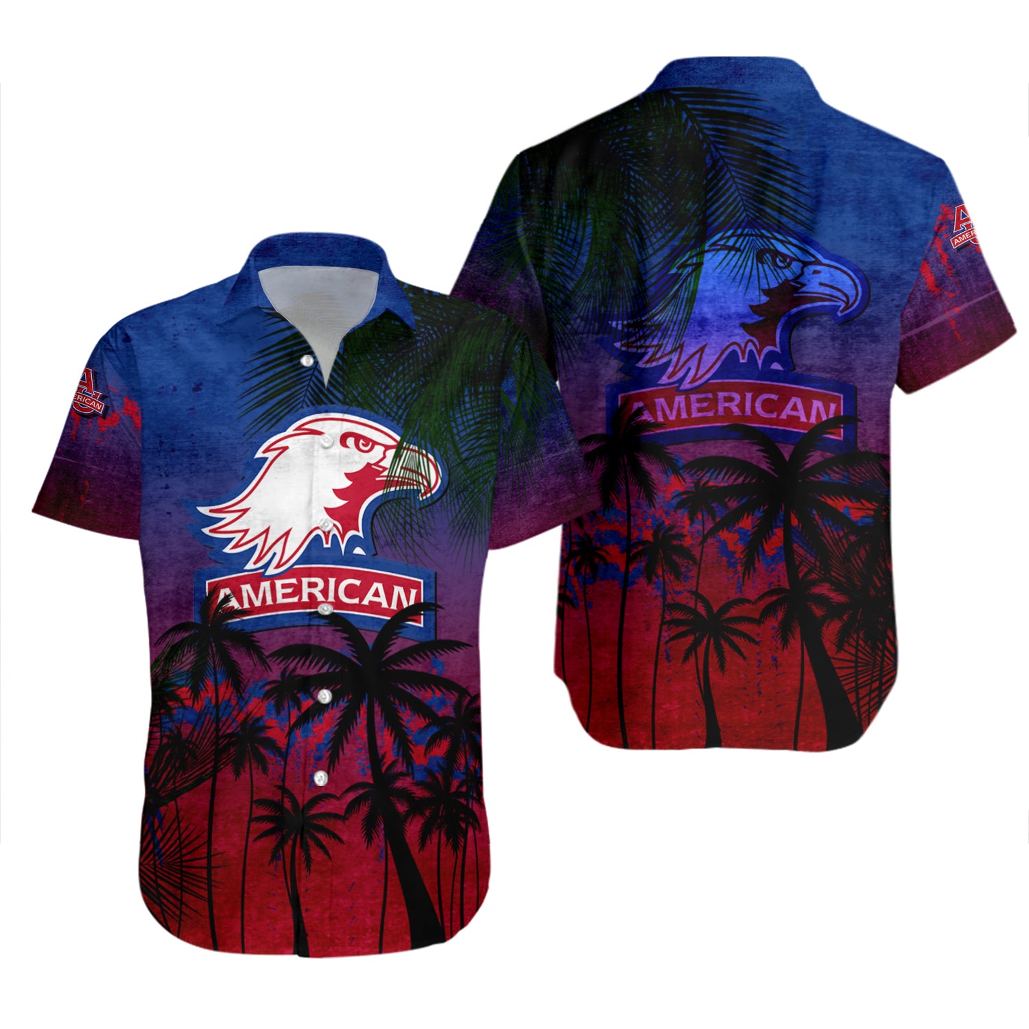 American Eagles Hawaiian Shirt Set Coconut Tree Tropical Grunge 2