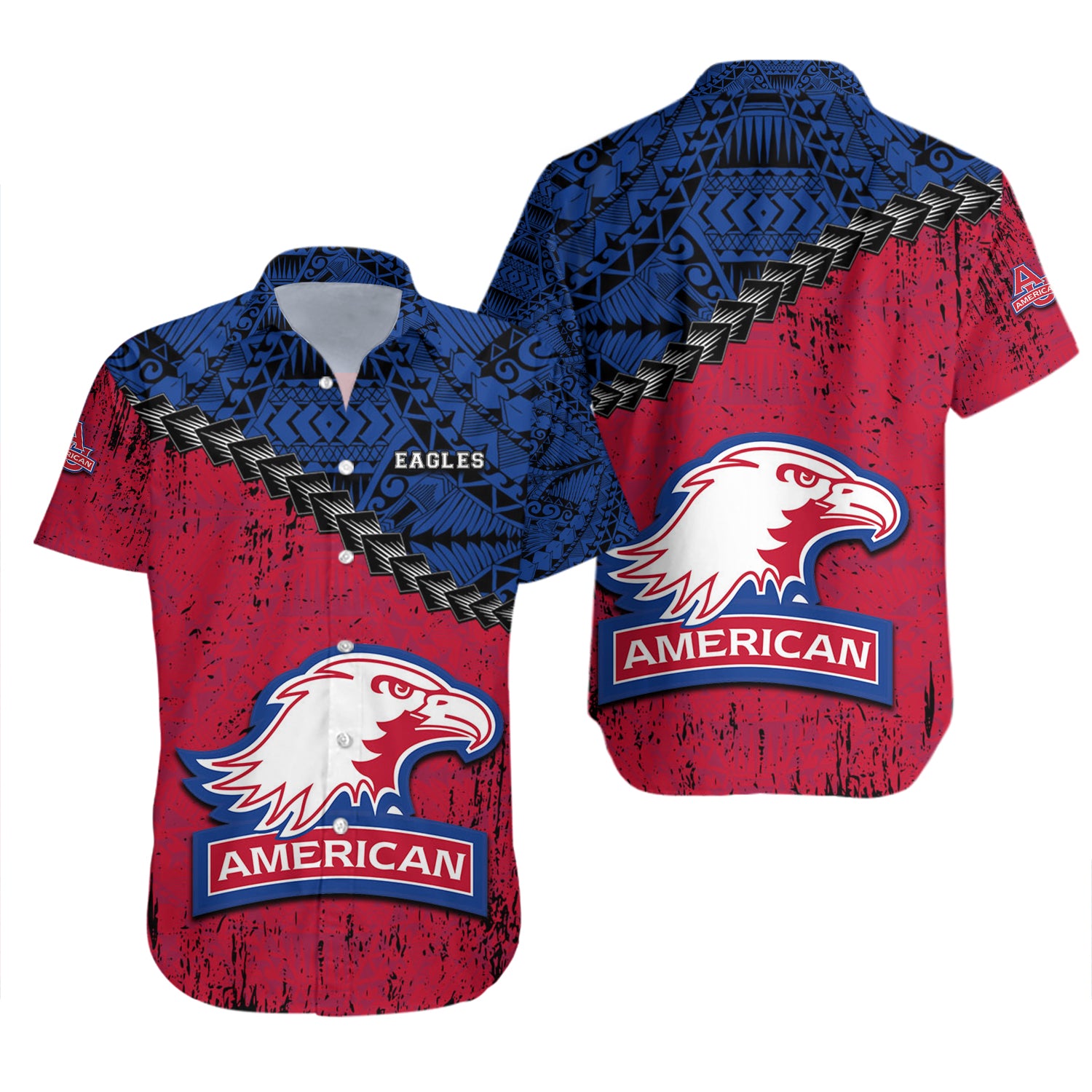 American Eagles Hawaiian Shirt Set Grunge Polynesian Tattoo 2