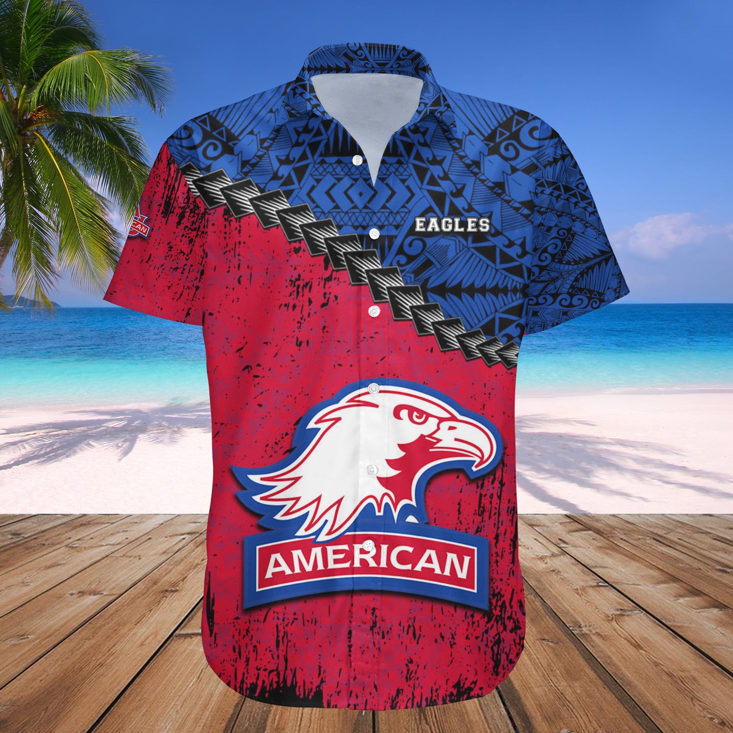 American Eagles Hawaiian Shirt Set Grunge Polynesian Tattoo 1