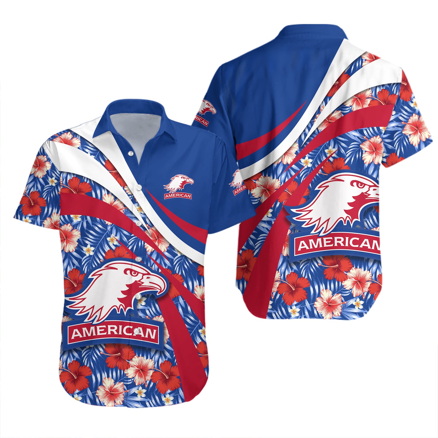 American Eagles Hawaiian Shirt Set Hibiscus Sport Style 2