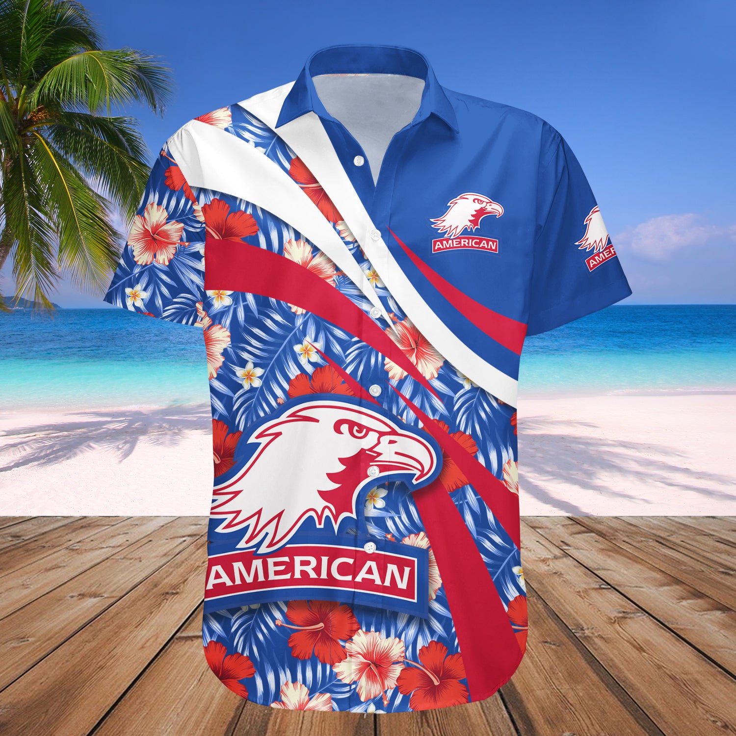 American Eagles Hawaiian Shirt Set Hibiscus Sport Style 1