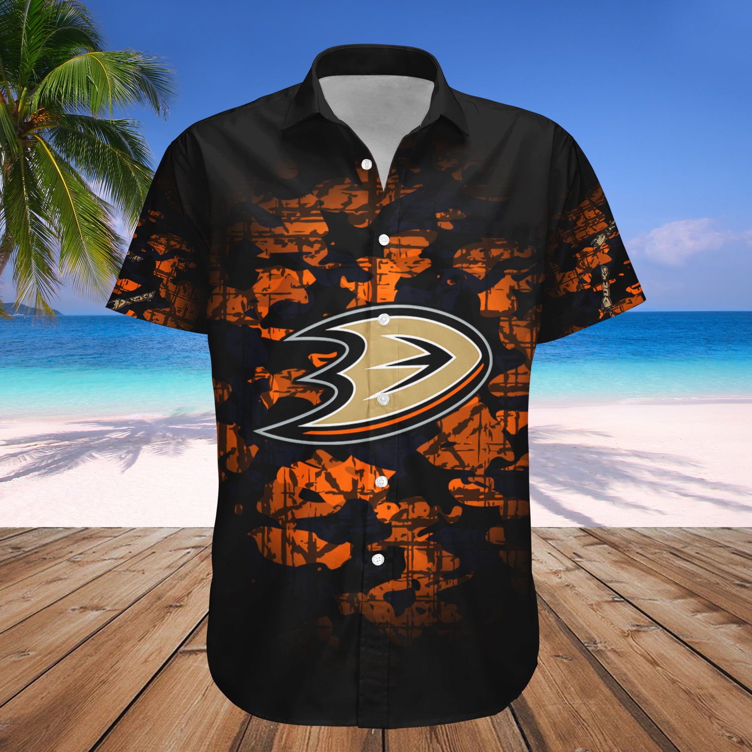 Anaheim Ducks Hawaiian Shirt Set Camouflage Vintage - NHL 1
