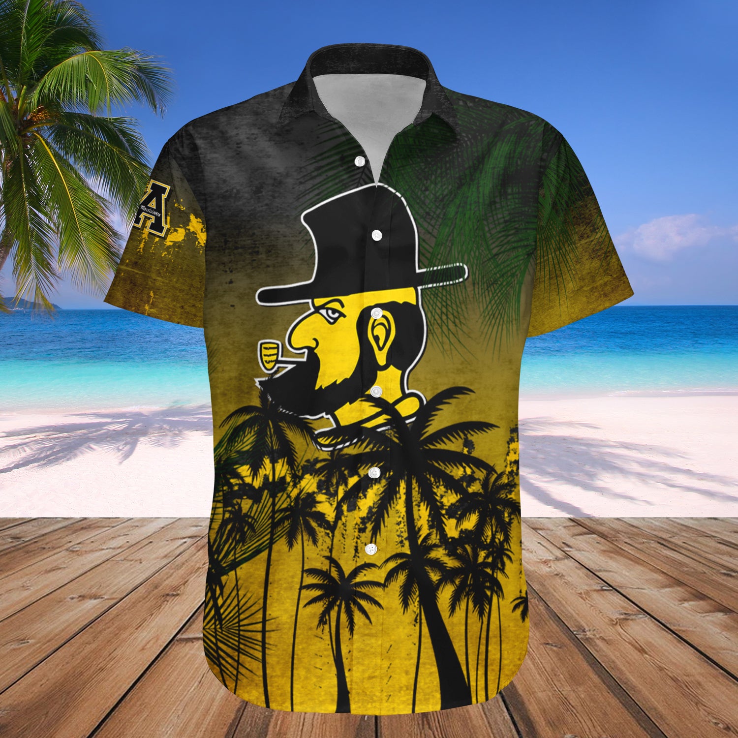 Appalachian State Mountaineers Hawaiian Shirt Set Coconut Tree Tropical Grunge 1