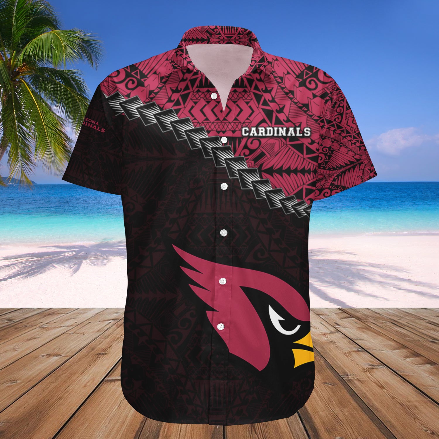 Arizona Cardinals Hawaiian Shirt Set Grunge Polynesian Tattoo - NFL 1