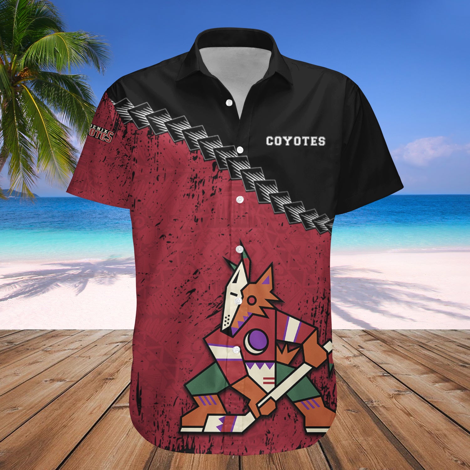 Arizona Coyotes Hawaiian Shirt Set Grunge Polynesian Tattoo - NHL 1