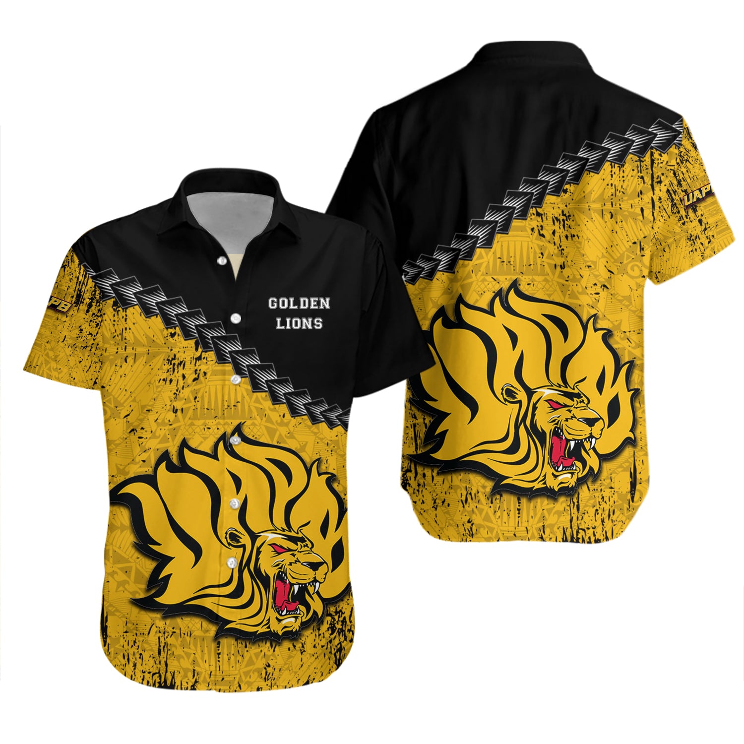 Arkansas-Pine Bluff Golden Lions Hawaiian Shirt Set Grunge Polynesian Tattoo 2