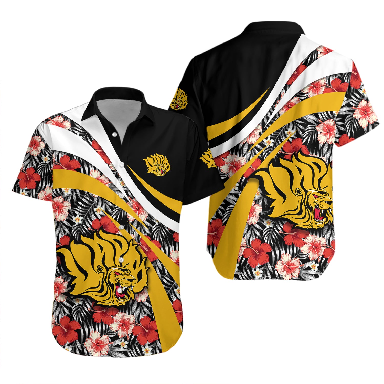 Arkansas-Pine Bluff Golden Lions Hawaiian Shirt Set Hibiscus Sport Style 2