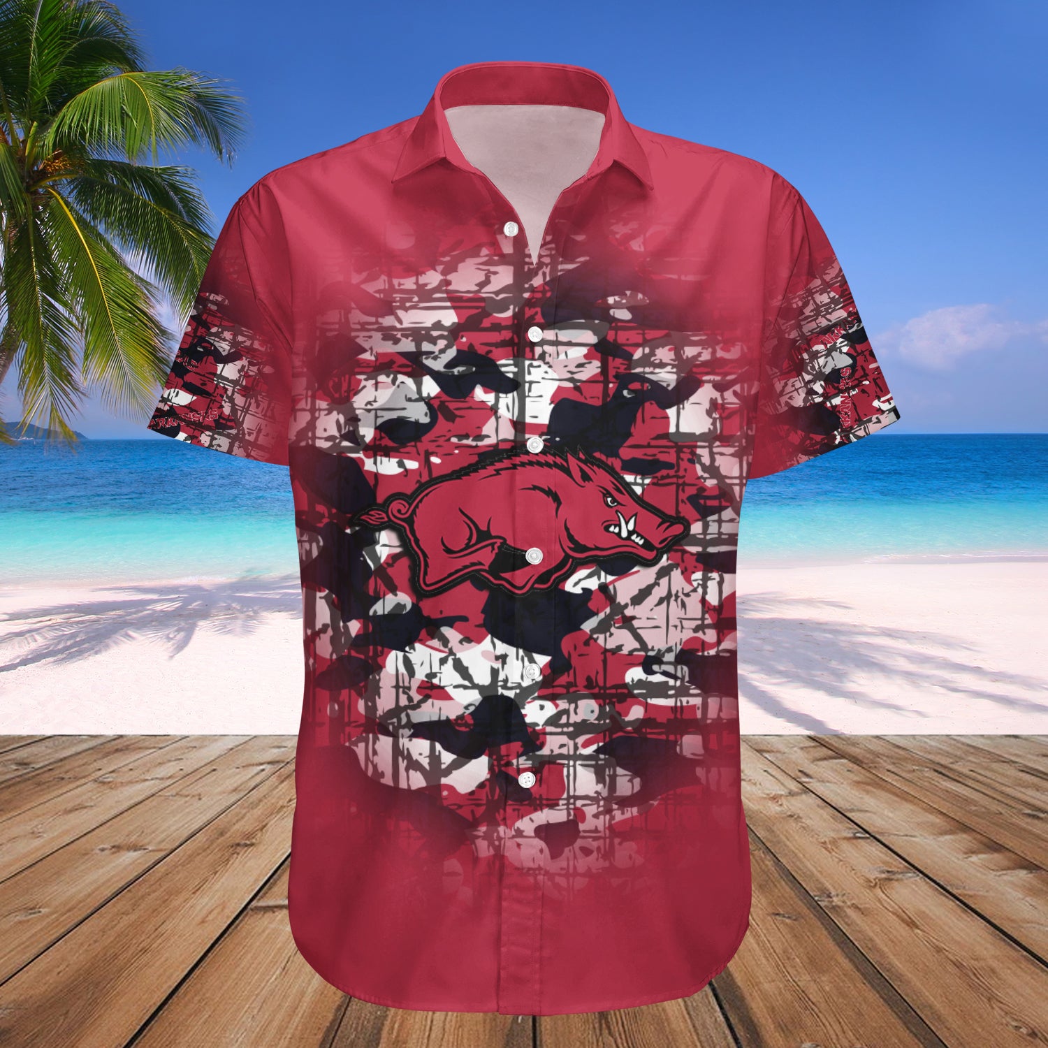 Arkansas Razorbacks Hawaiian Shirt Set Camouflage Vintage 1