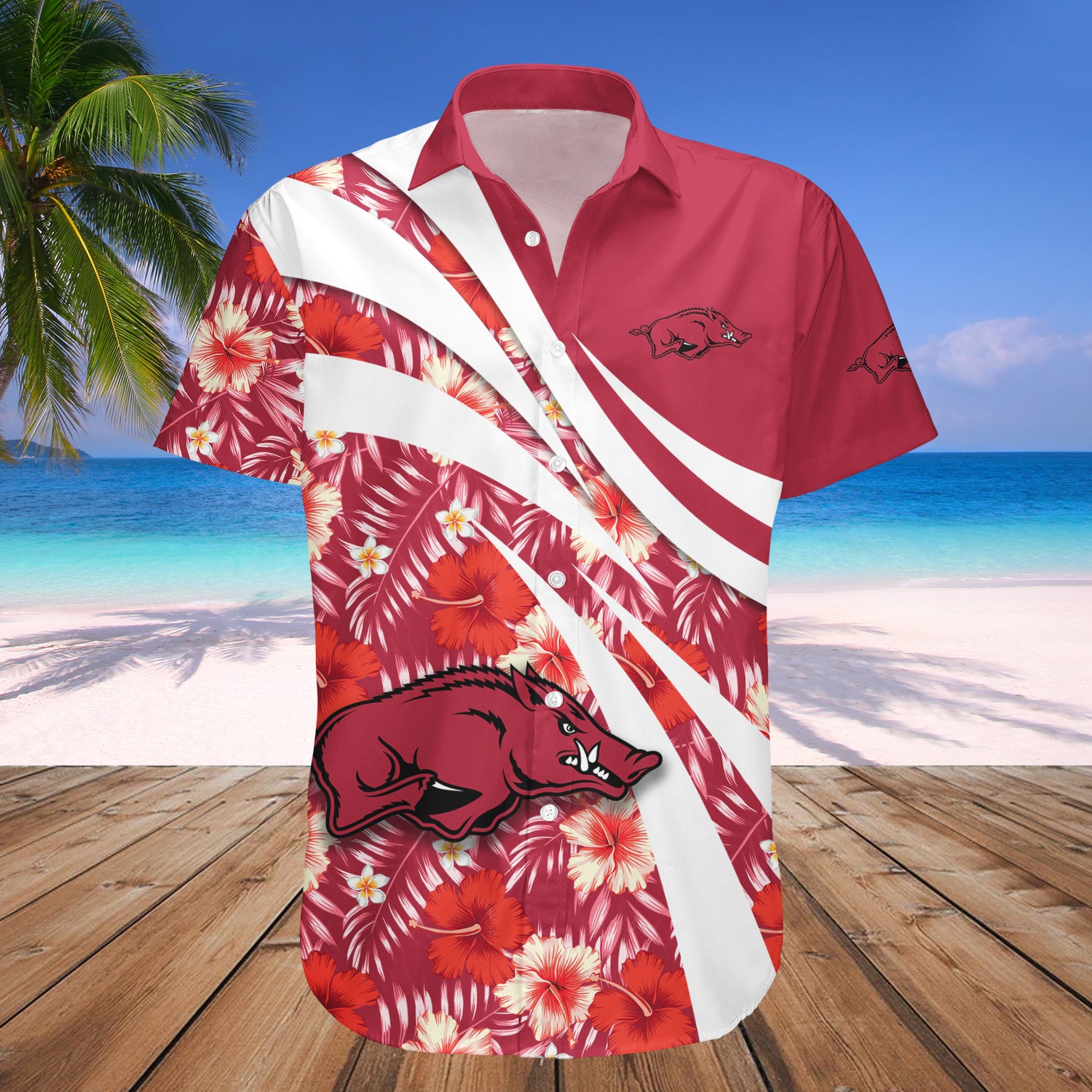 Arkansas Razorbacks Hawaiian Shirt Set Hibiscus Sport Style 1