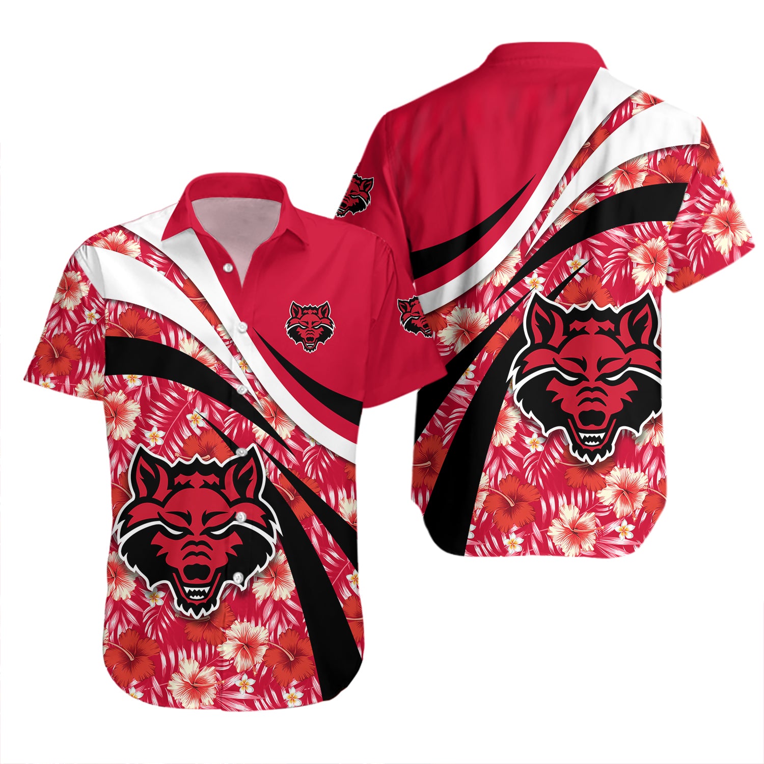 Arkansas State Red Wolves Hawaiian Shirt Set Hibiscus Sport Style 2