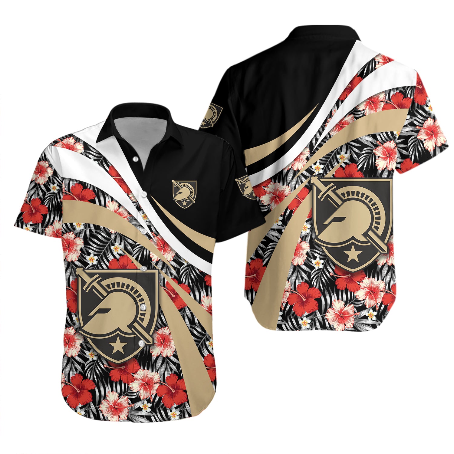 Army Black Knights Hawaiian Shirt Set Hibiscus Sport Style 2