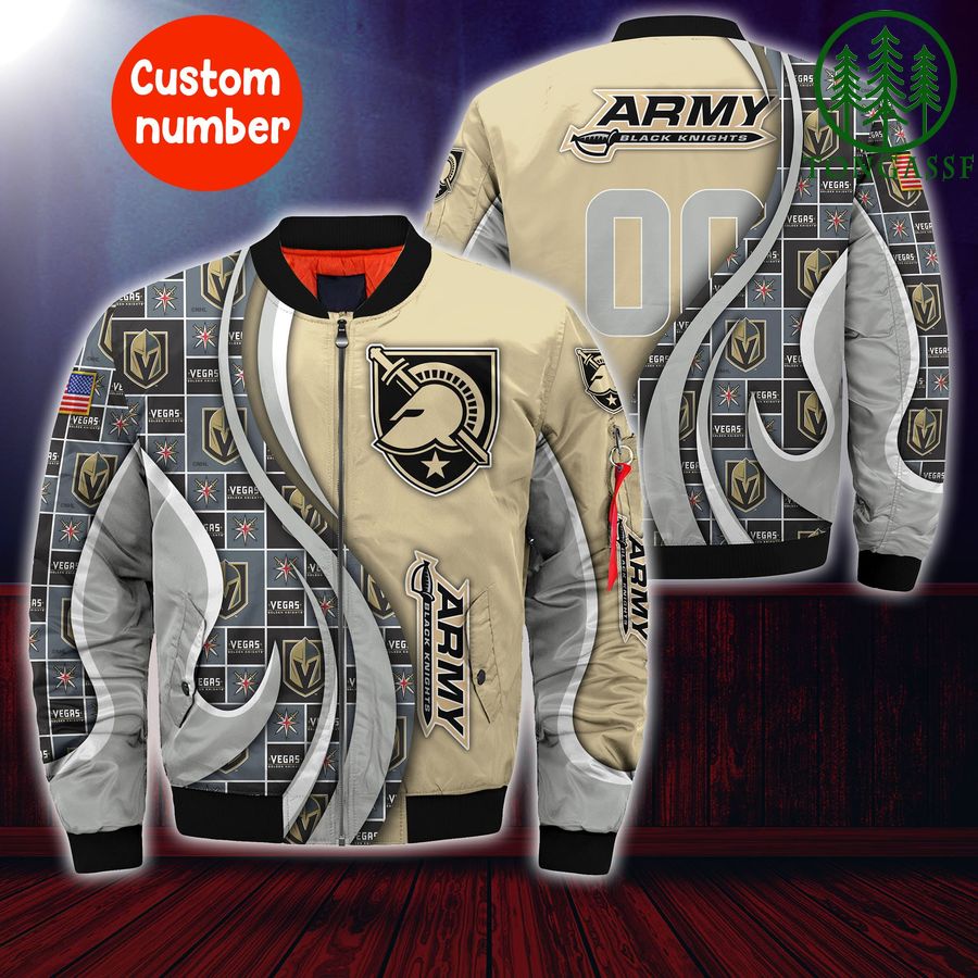 Army Black Knights Number Personalized Gold Bomber Jacket - Meteew