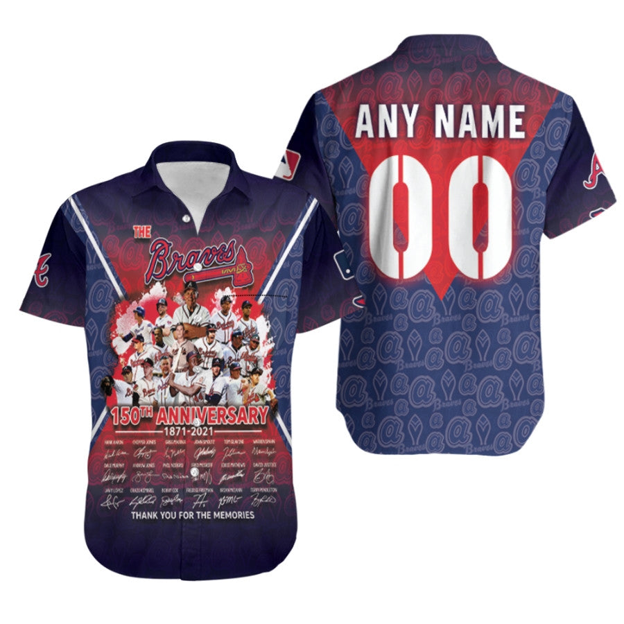 Atlanta Braves 150th Anniversary 1871 2021 Thank You For The Memories 3D Designed Allover Gift With Custom Name Number For Braves Fans Hawaiian Shirt - MLB 1
