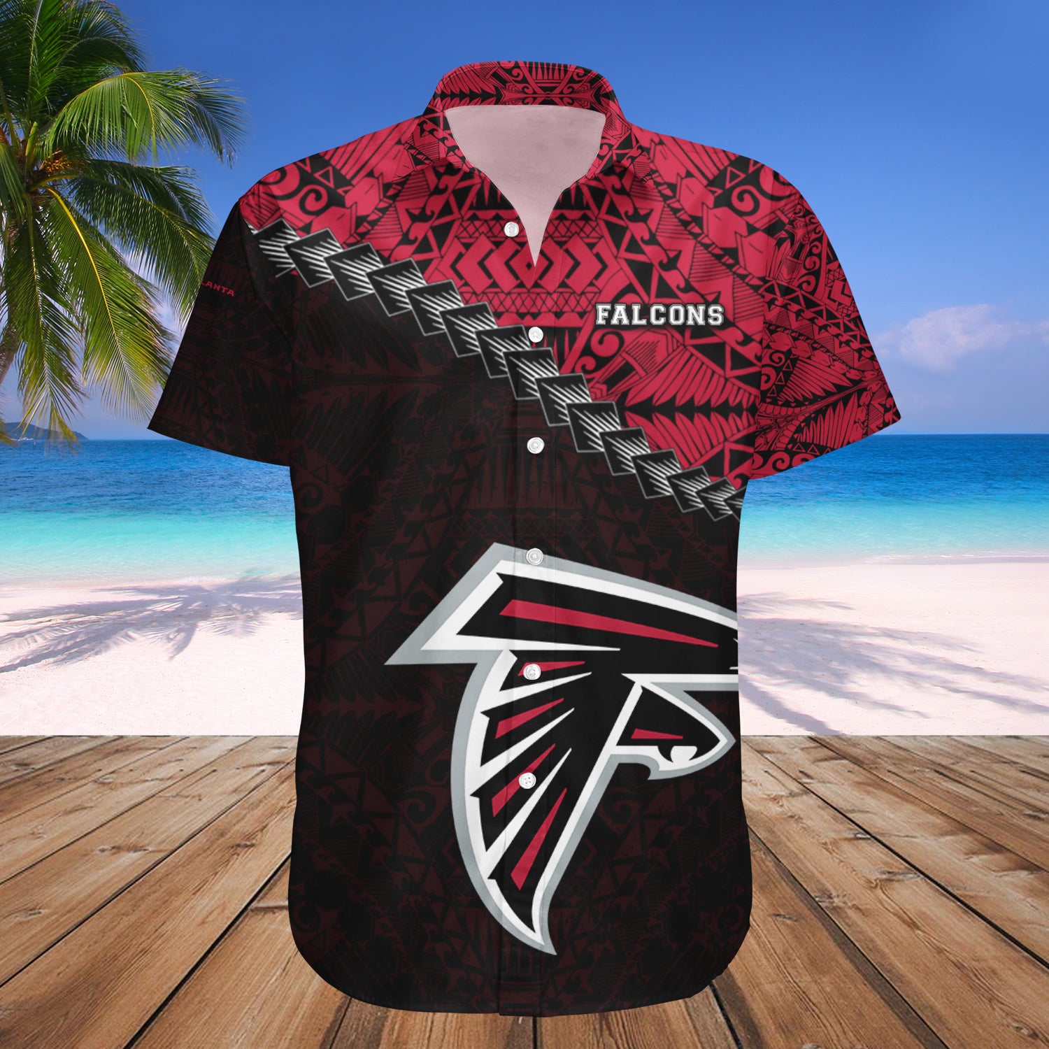 Atlanta Falcons Hawaiian Shirt Set Grunge Polynesian Tattoo - NFL 1