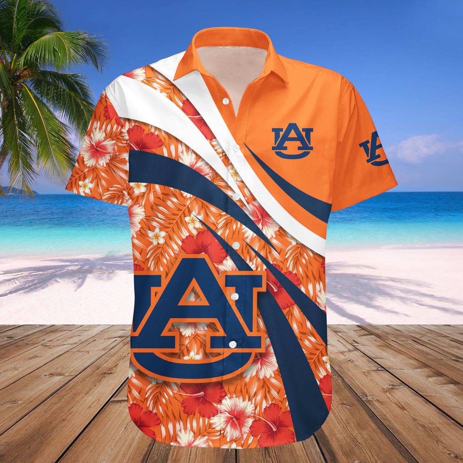 Auburn Tigers Hawaiian Shirt Set Hibiscus Sport Style 1