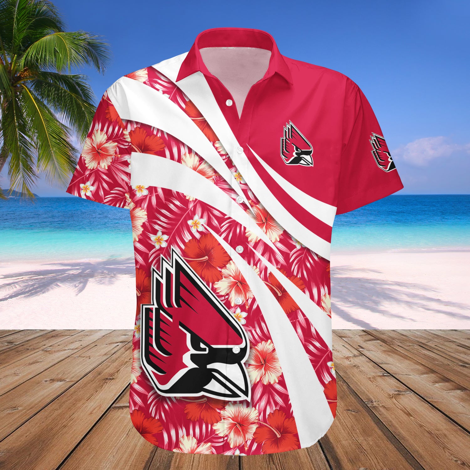 Ball State Cardinals Hawaiian Shirt Set Hibiscus Sport Style 1