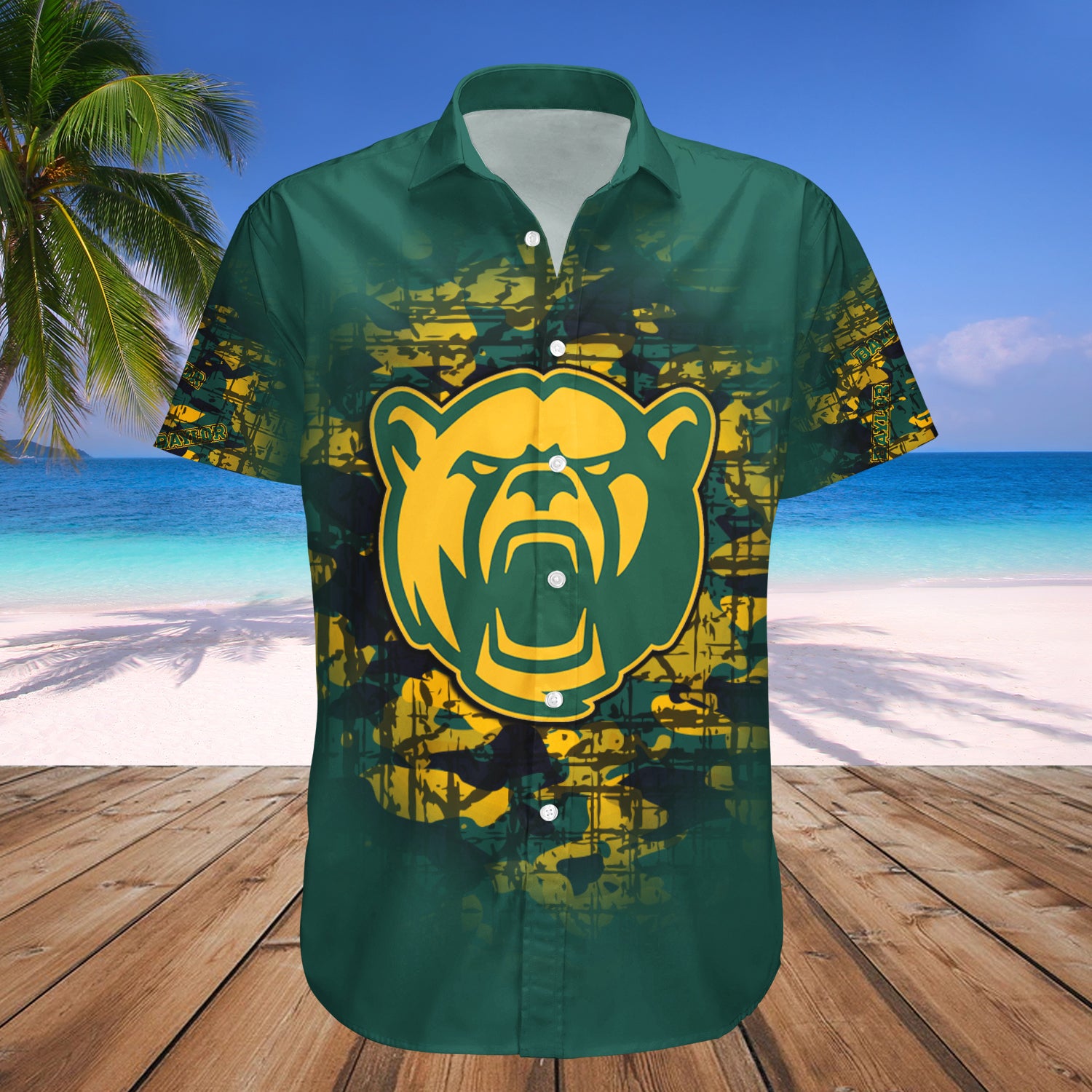 Baylor Bears Hawaiian Shirt Set Camouflage Vintage 1