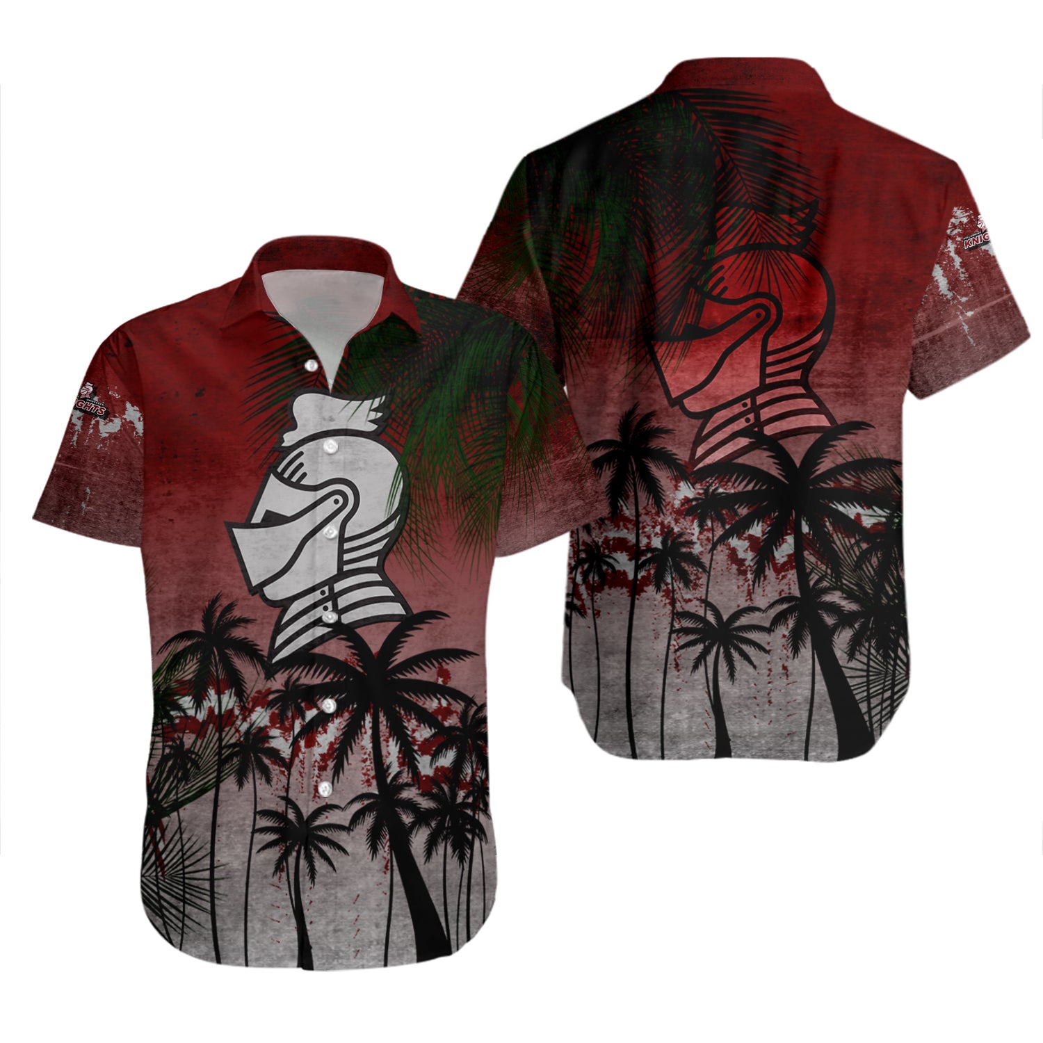 Bellarmine Knights Hawaiian Shirt Set Coconut Tree Tropical Grunge 2