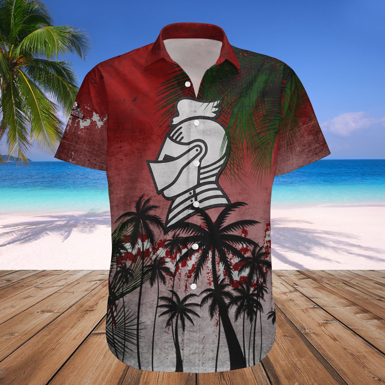 Bellarmine Knights Hawaiian Shirt Set Coconut Tree Tropical Grunge 1
