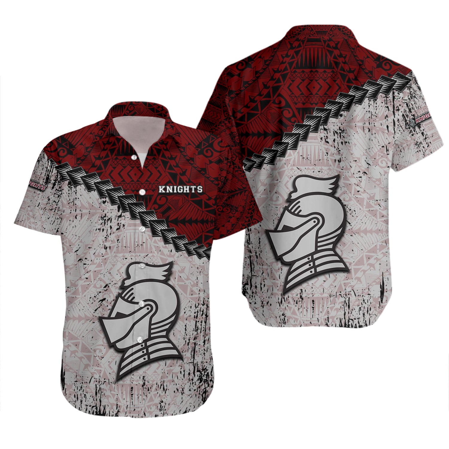 Bellarmine Knights Hawaiian Shirt Set Grunge Polynesian Tattoo 2