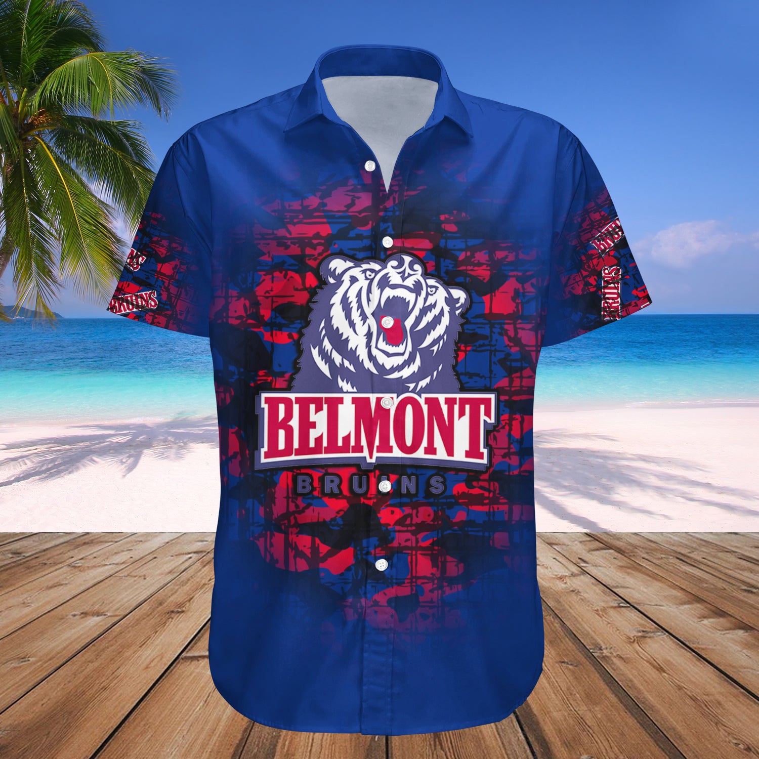 Belmont Bruins Hawaiian Shirt Set Camouflage Vintage 1