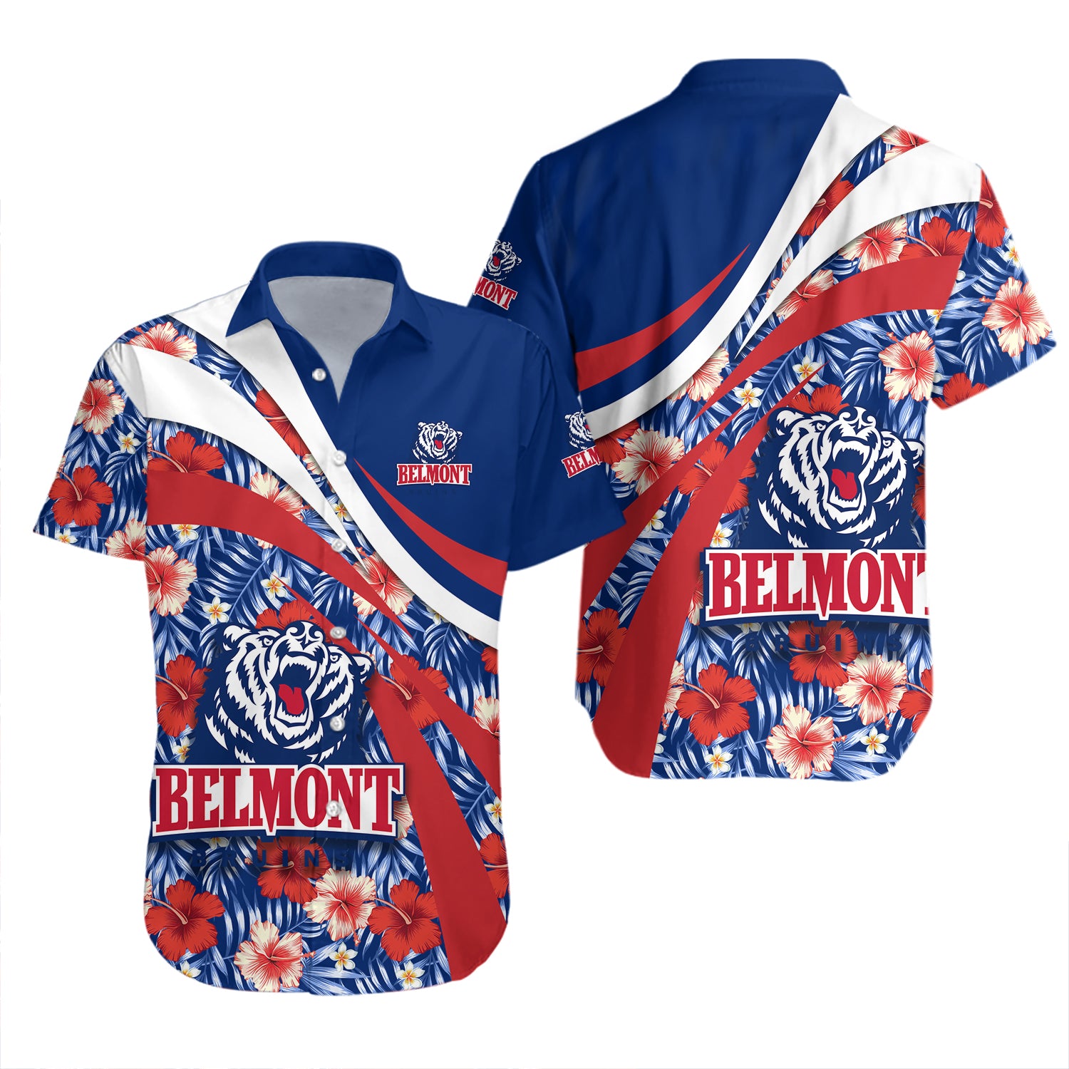 Belmont Bruins Hawaiian Shirt Set Hibiscus Sport Style 2