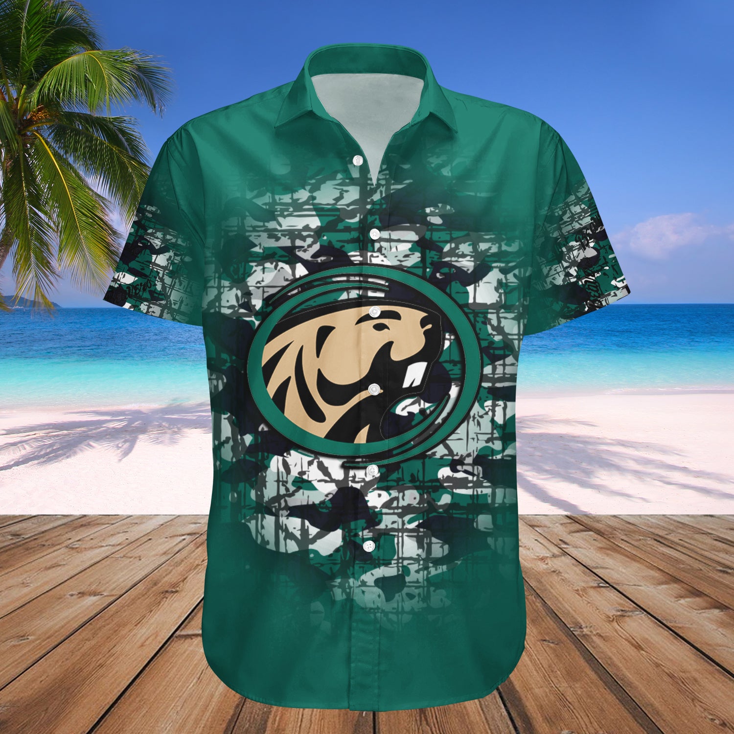 Bemidji State Beavers Hawaiian Shirt Set Camouflage Vintage 1