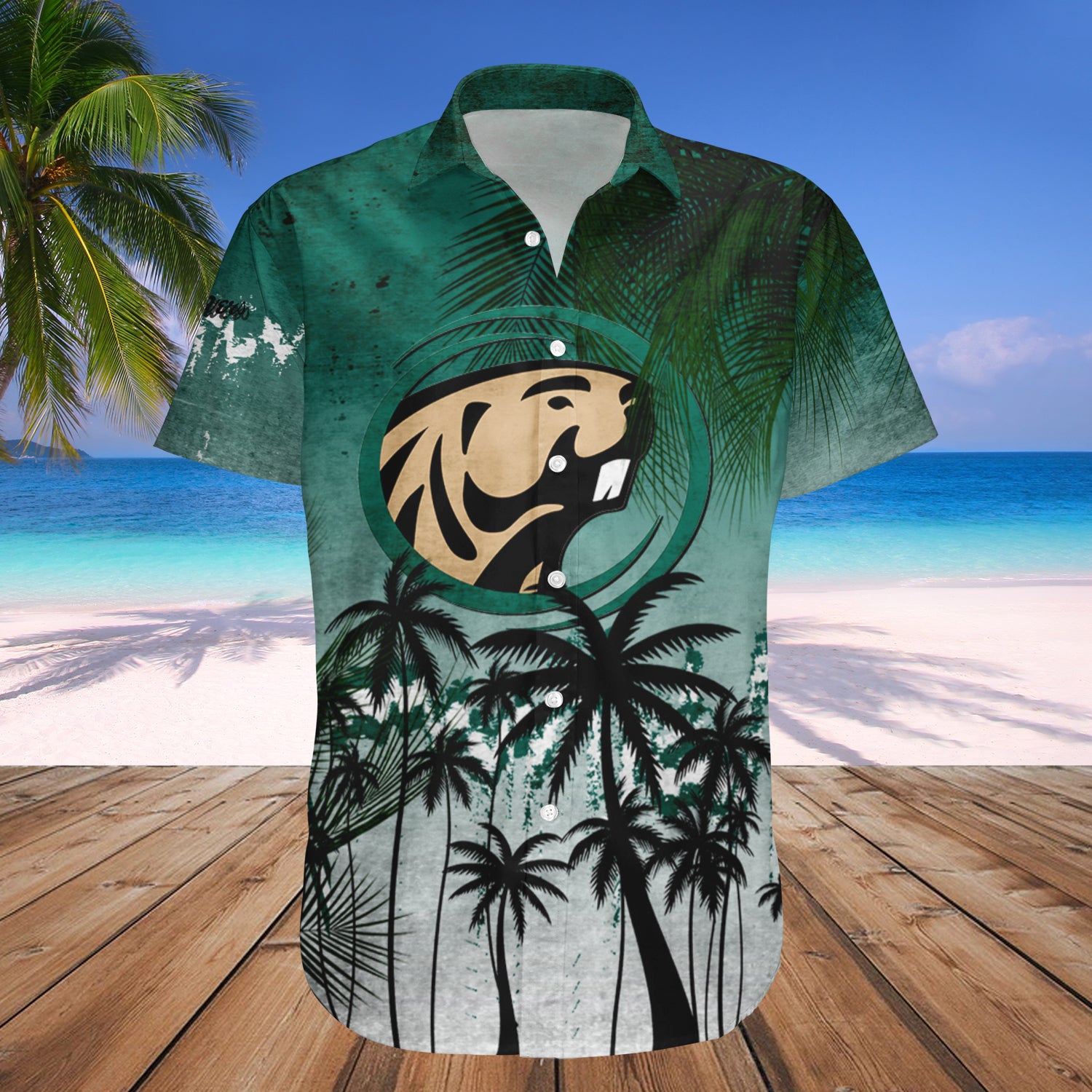 Bemidji State Beavers Hawaiian Shirt Set Coconut Tree Tropical Grunge 1