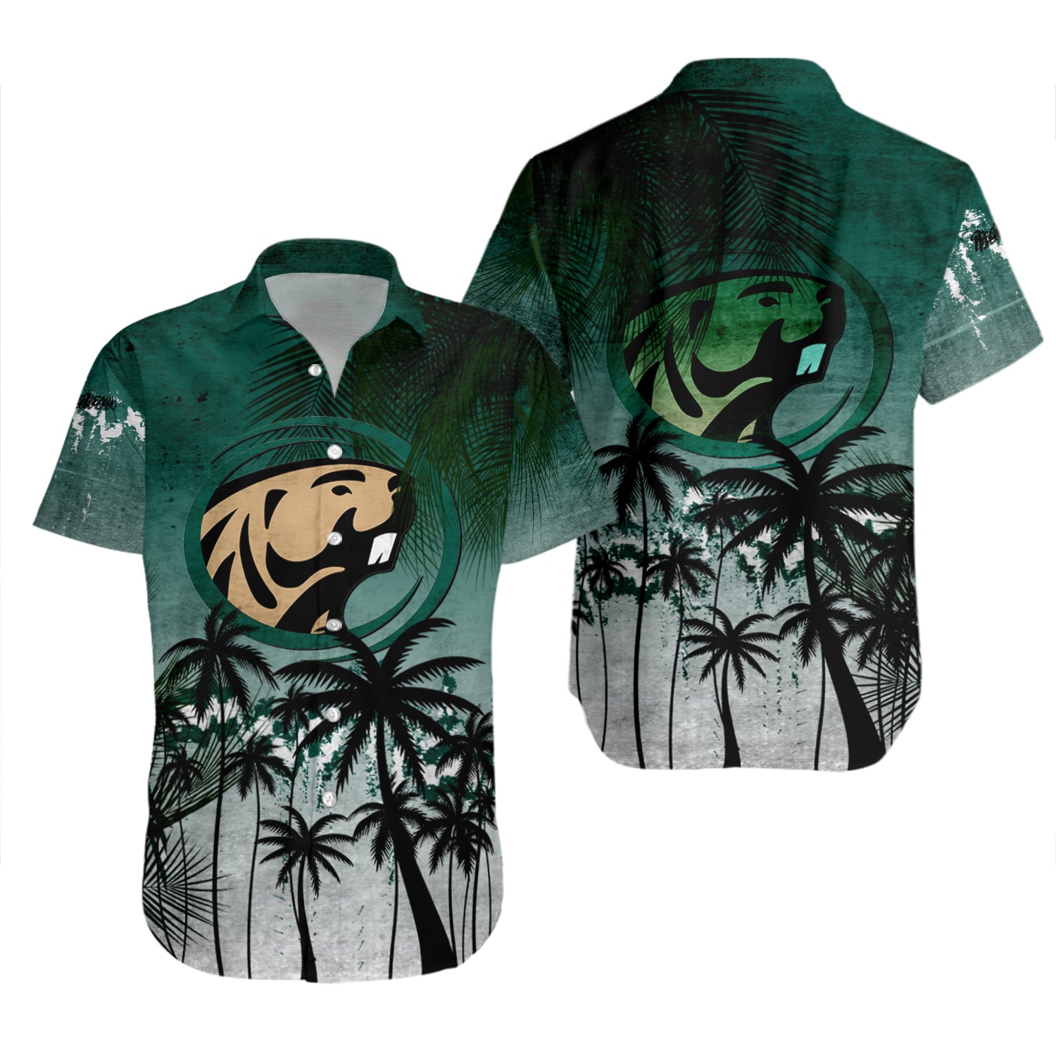Bemidji State Beavers Hawaiian Shirt Set Coconut Tree Tropical Grunge 2
