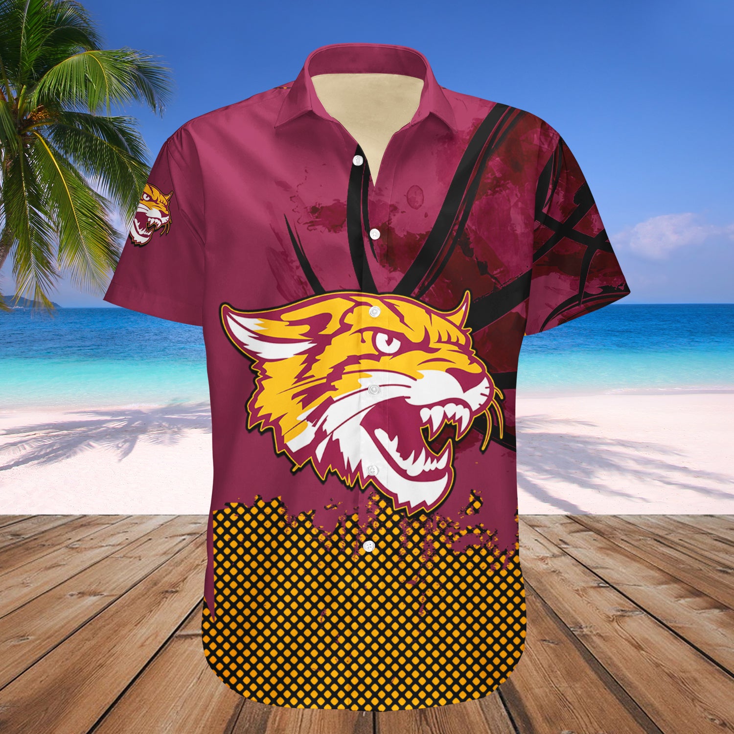 Bethune-Cookman Wildcats Hawaiian Shirt Set Basketball Net Grunge Pattern 1