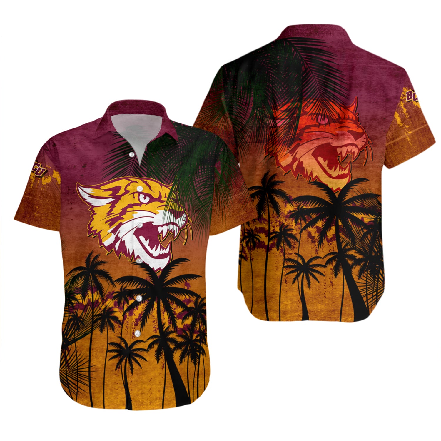 Bethune-Cookman Wildcats Hawaiian Shirt Set Coconut Tree Tropical Grunge 2