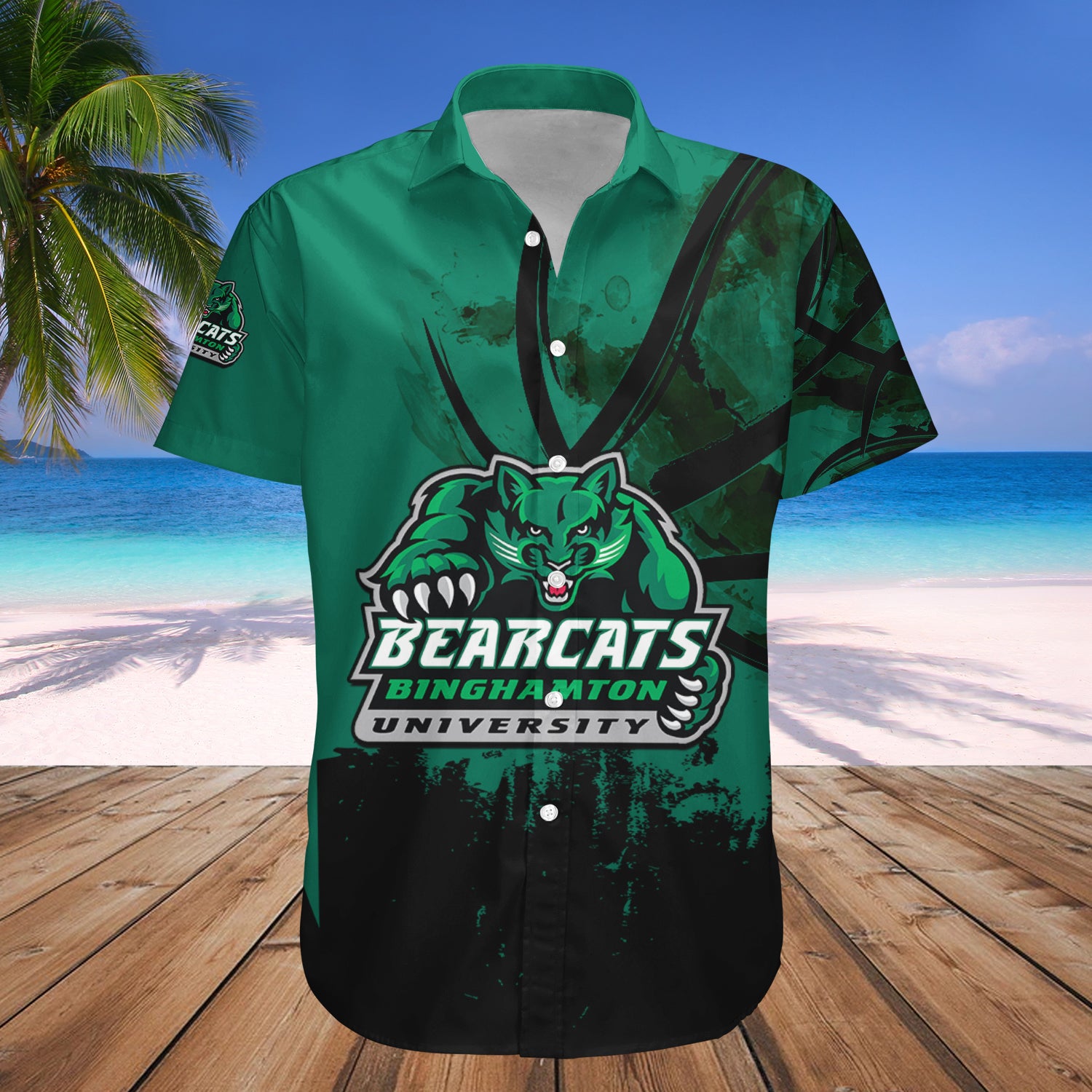 Binghamton Bearcats Hawaiian Shirt Set Basketball Net Grunge Pattern 1