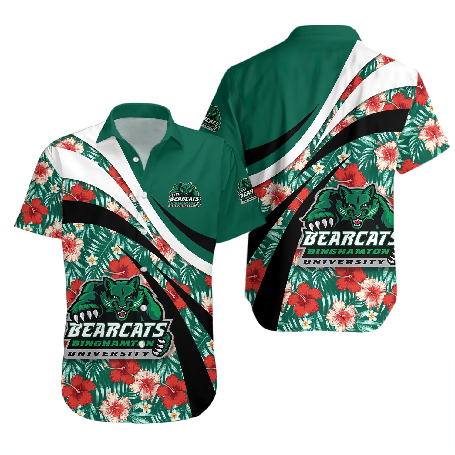 Binghamton Bearcats Hawaiian Shirt Set Hibiscus Sport Style 2