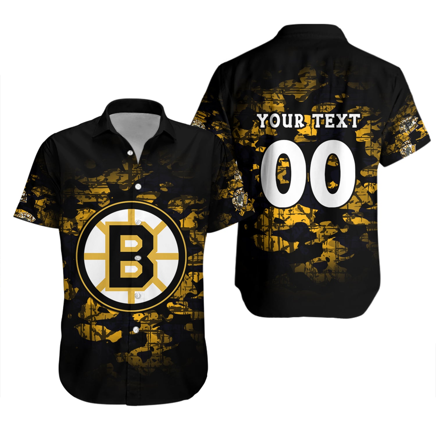 Boston Bruins Hawaiian Shirt Set Camouflage Vintage - NHL 2