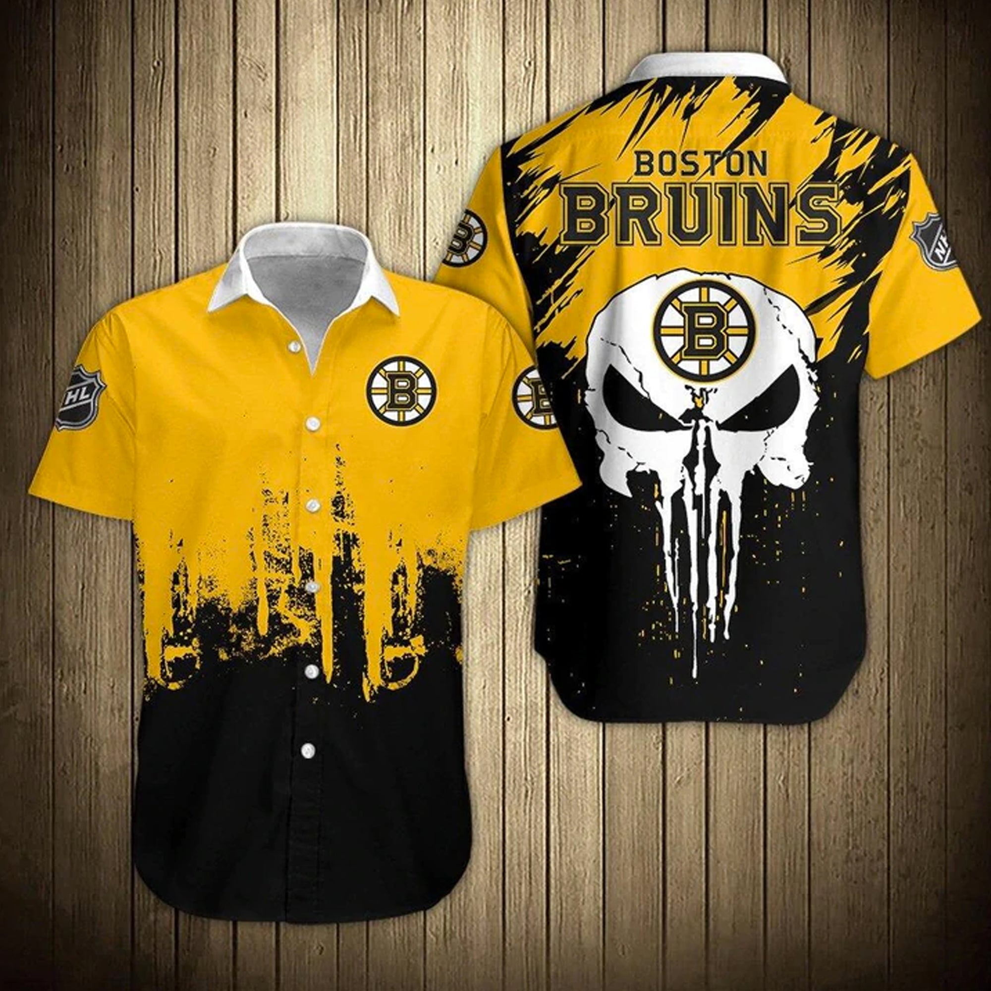 Boston Bruins Hawaiian Shirt Set Skull - NHL 1