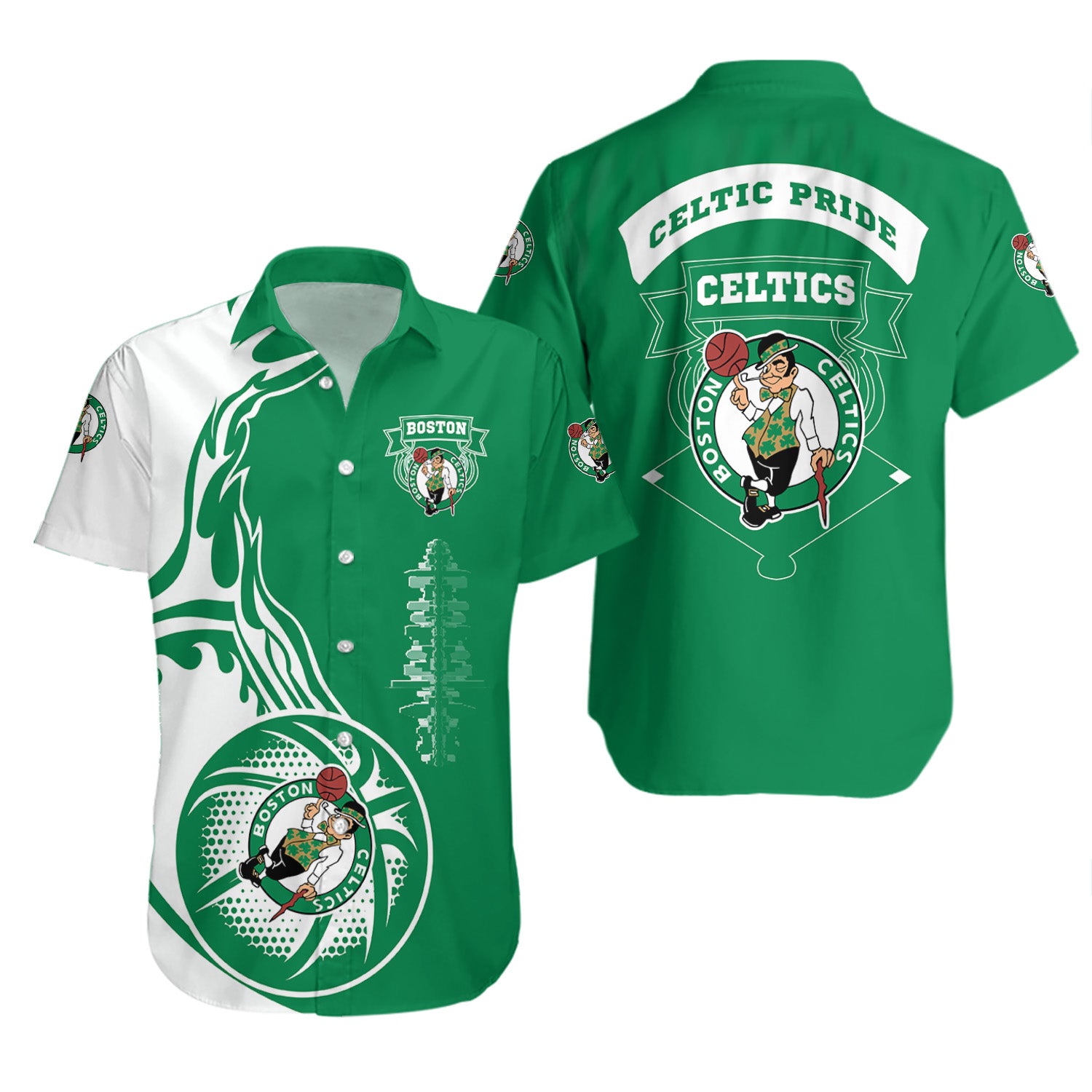 Boston Celtics Hawaiian Shirt Set Basketball Celtic Pride - NBA 2
