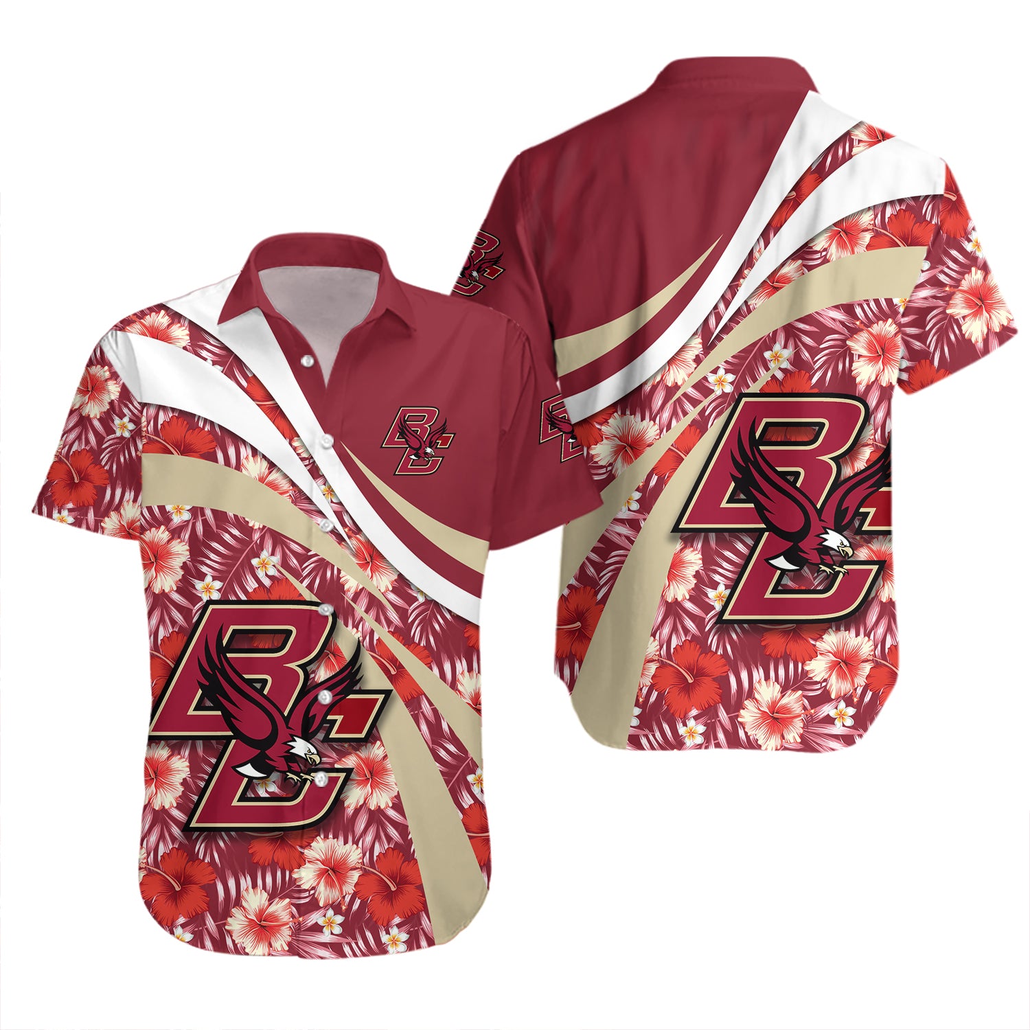 Boston College Eagles Hawaiian Shirt Set Hibiscus Sport Style 2