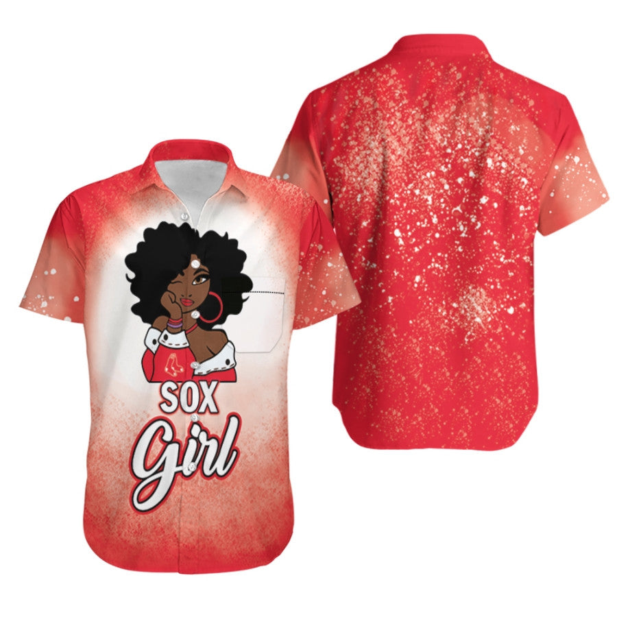 Boston Red Sox Girl African Girl MLB Team Allover Design Gift For Boston Red Sox Fans Hawaiian Shirt - MLB 1