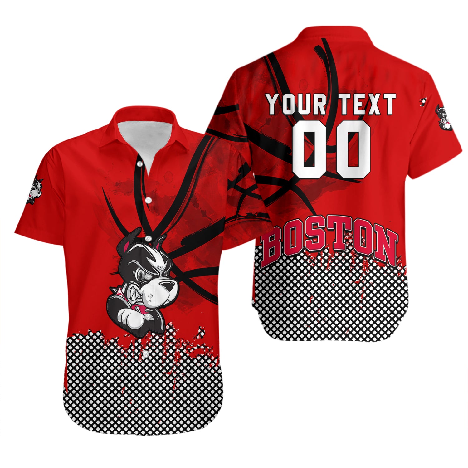 Boston University Terriers Hawaiian Shirt Set Basketball Net Grunge Pattern 2