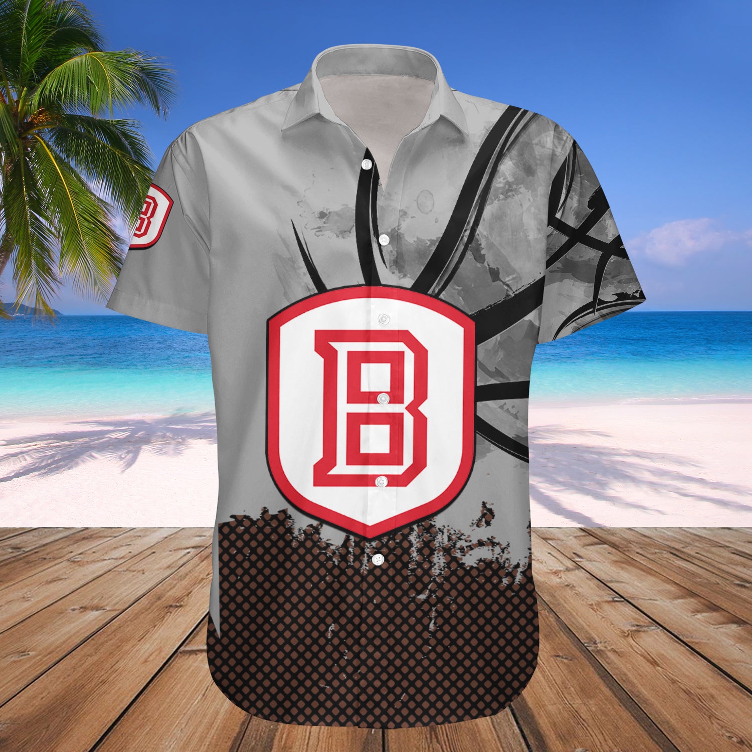 Bradley Braves Hawaiian Shirt Set Basketball Net Grunge Pattern 1